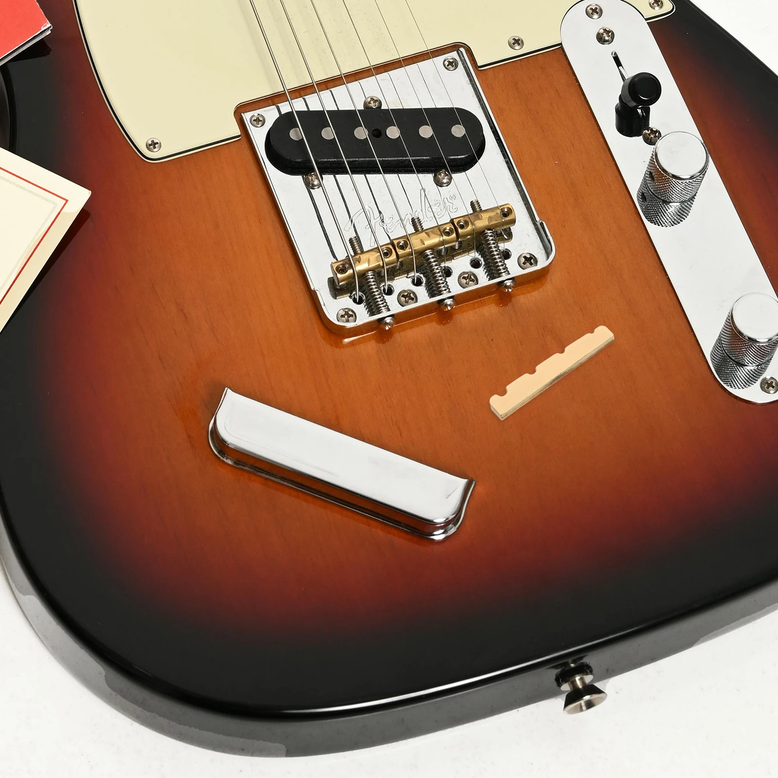 

Bass Guitar Nut Replacement 4 String Flat Bottom Curved Slot Nut for Electric Bass Guitar Parts and Accessories