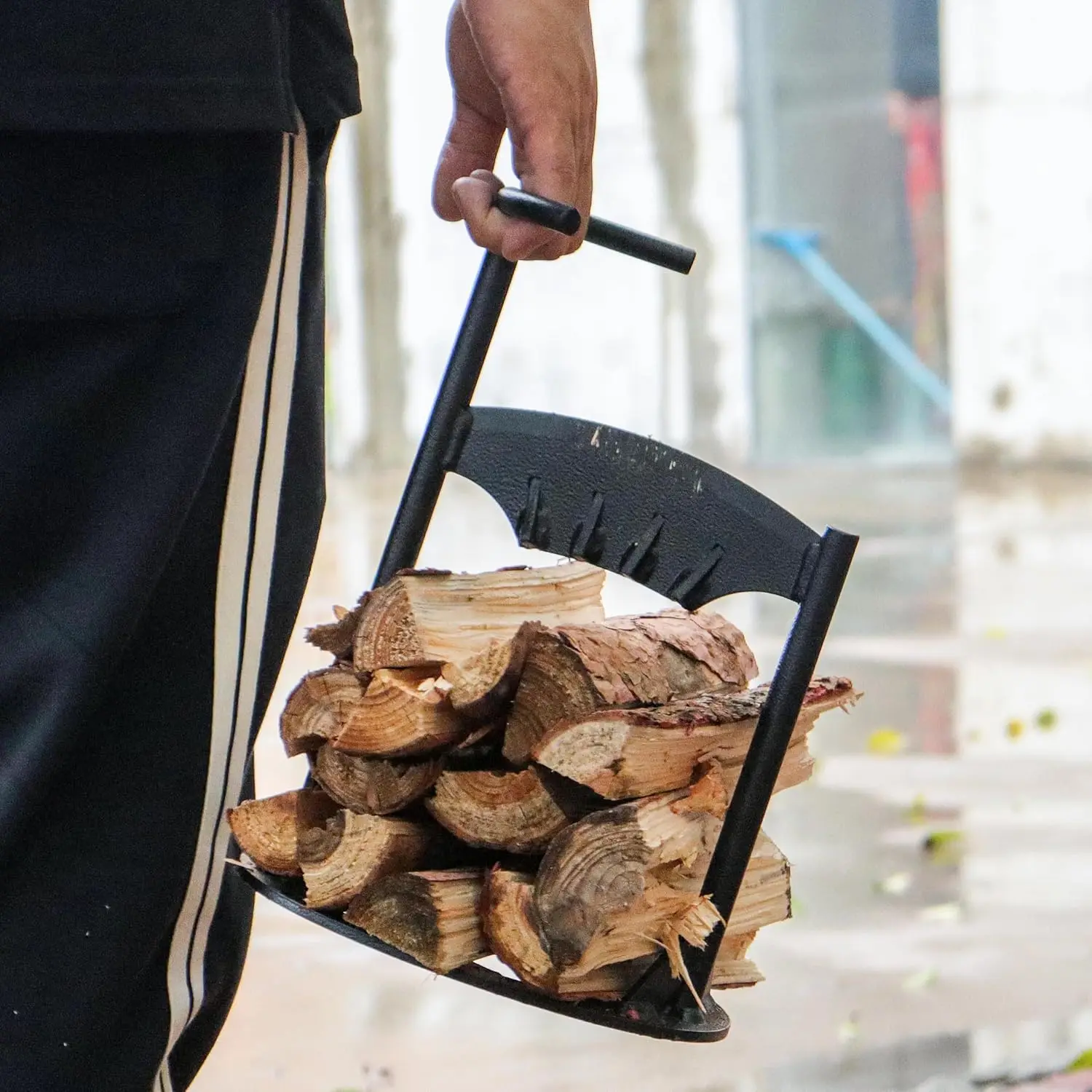 Manual Wood Splitter, Kindling Splitter For Firewood With Sledge Hammer, Vertical Log Splitter Wedge For Outdoor Camping Backyard Fireplace, Rust Resistant Steel, Black, Two Piece Set