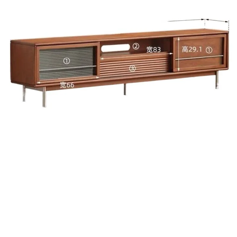 

Living room TV cabinet Solid wood storage Locker Medieval tall Bauhaus sliding door Household TV