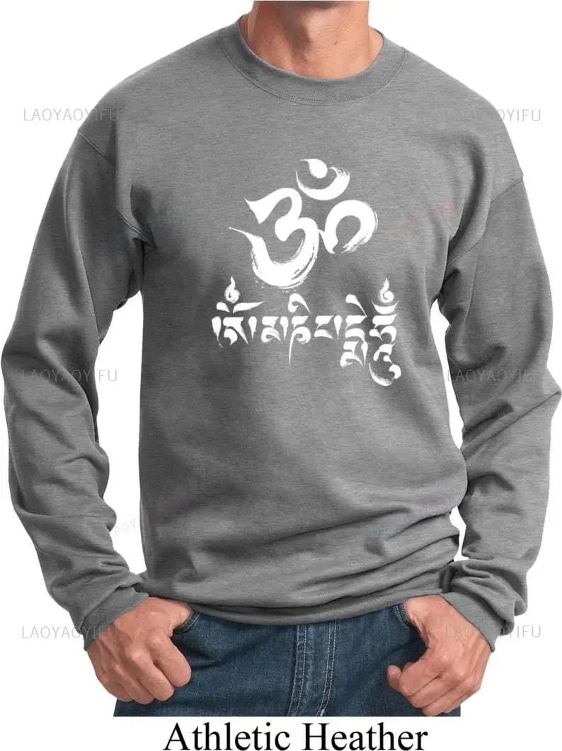 Om Mani Peme Hum Mantra Buddhist Yoga Sweatshirt Woman Man Autumn and Winter Warm O-neck Hoodie Religion Meditation Long Sleeve