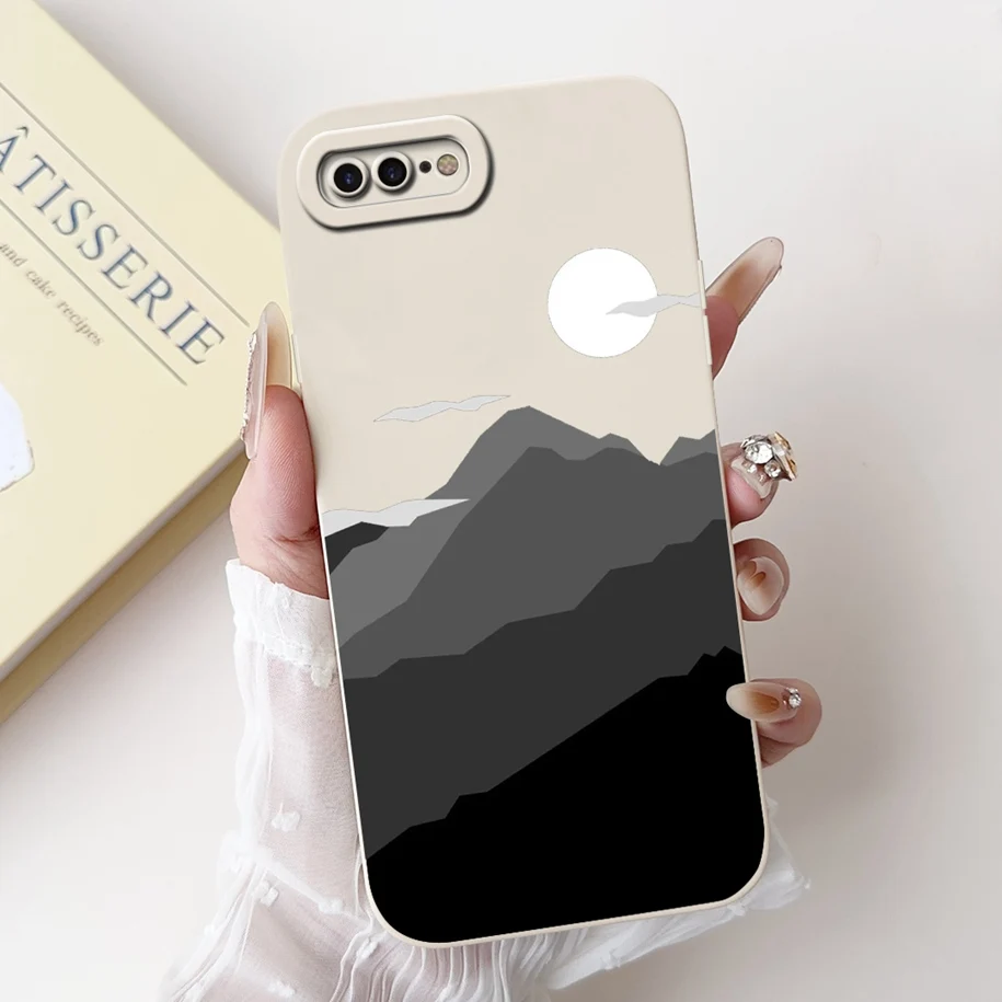 Case For Apple iPhone 7 8 Plus Cover Cute Panda Square Liquid Silicone Cases Soft Fundas Coque for iPhone 7 8 7plus 8plus Bumper