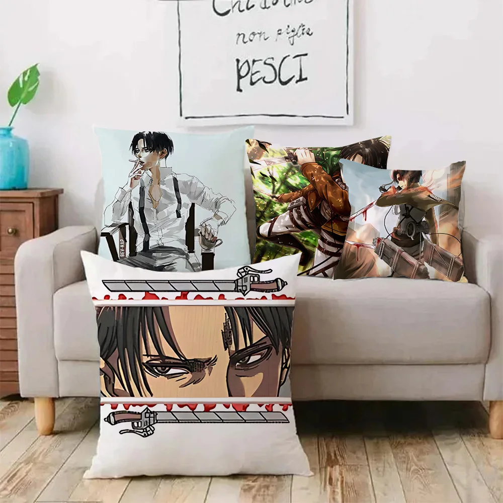 Levi Ackerman Attack On Titan Pillow Covers Cartoon Sofa Decorative Home Double-sided Printing Short Plush Cute Cushion Cover