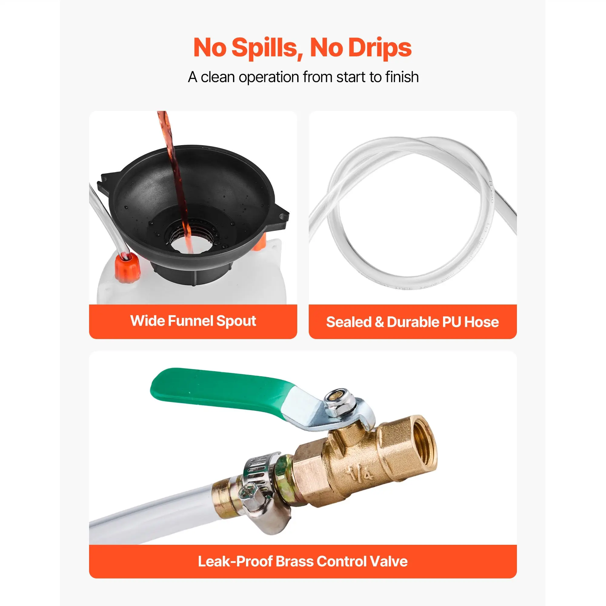 Transmission Fluid Pump, 3 L Capacity, Manual Fluid Transfer Pump with 47 in Long Horse & HDPE Tank, Transmission Oil Pump with PTFE Tape, Manual Automotive Oil Filling System for Cars, Boats