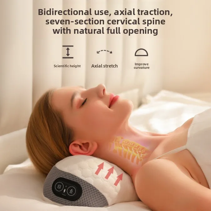 

Электрическая губчатая массажная подушка для облегчения шеи с подогревом и вибрацией, горячий компресс 135 ° Тяга и растягивающий массаж