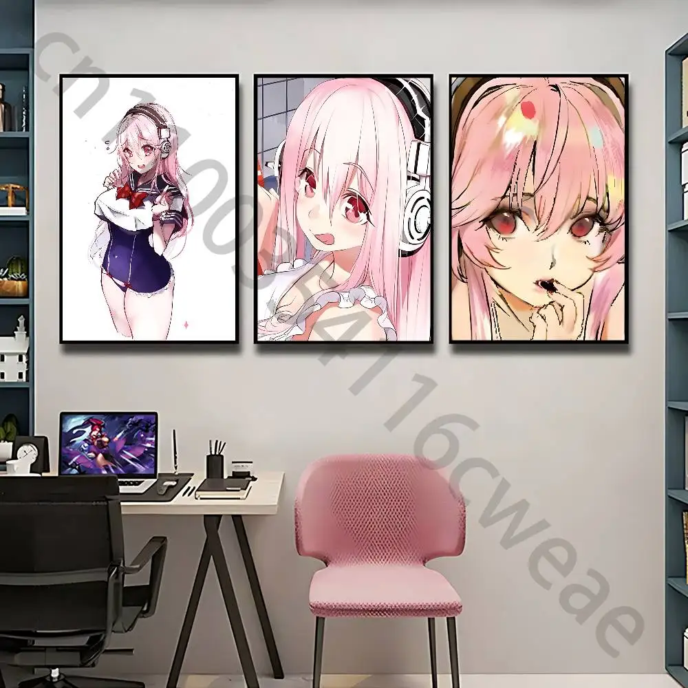 Super S-Sonico Poster Self-adhesive Art Waterproof Paper Sticker Coffee House Bar Room Wall Decor
