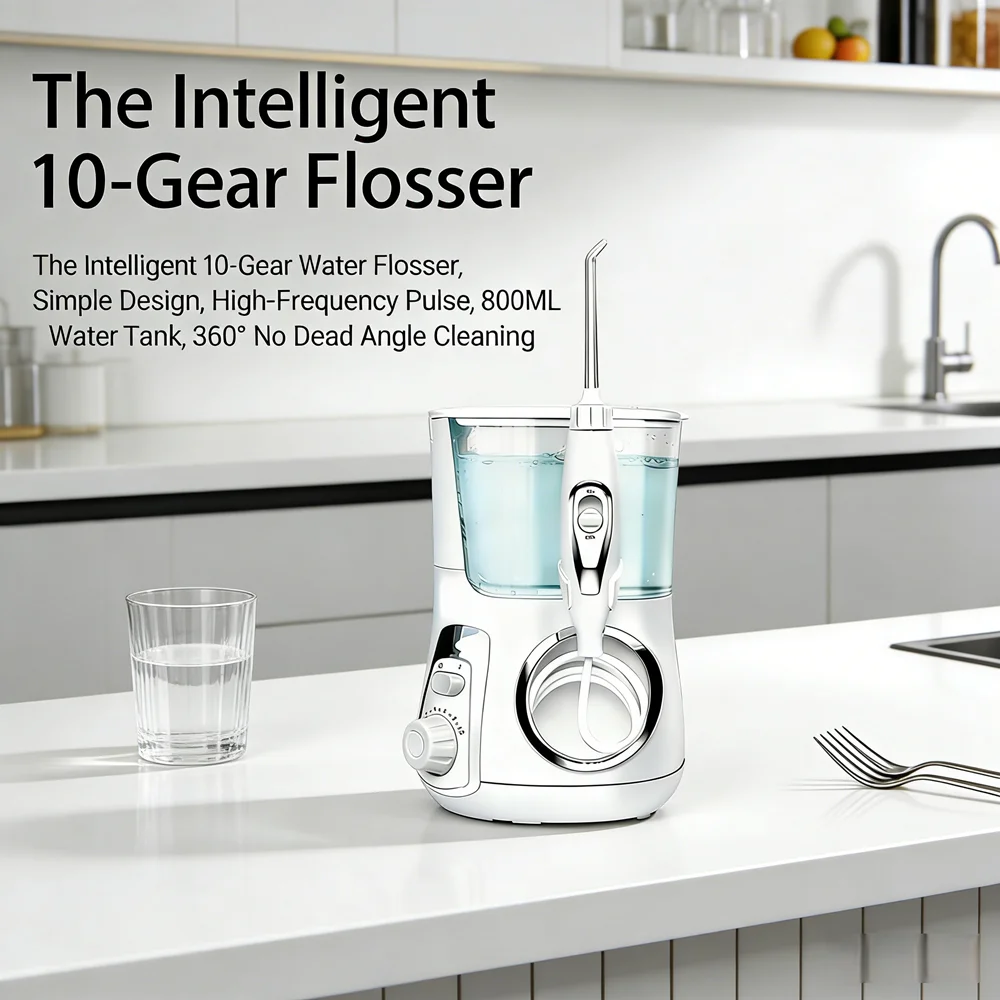 

Электрический ирригатор 800 мл, 10 режимов, 5 насадок, настольный, для семейного ухода за зубами