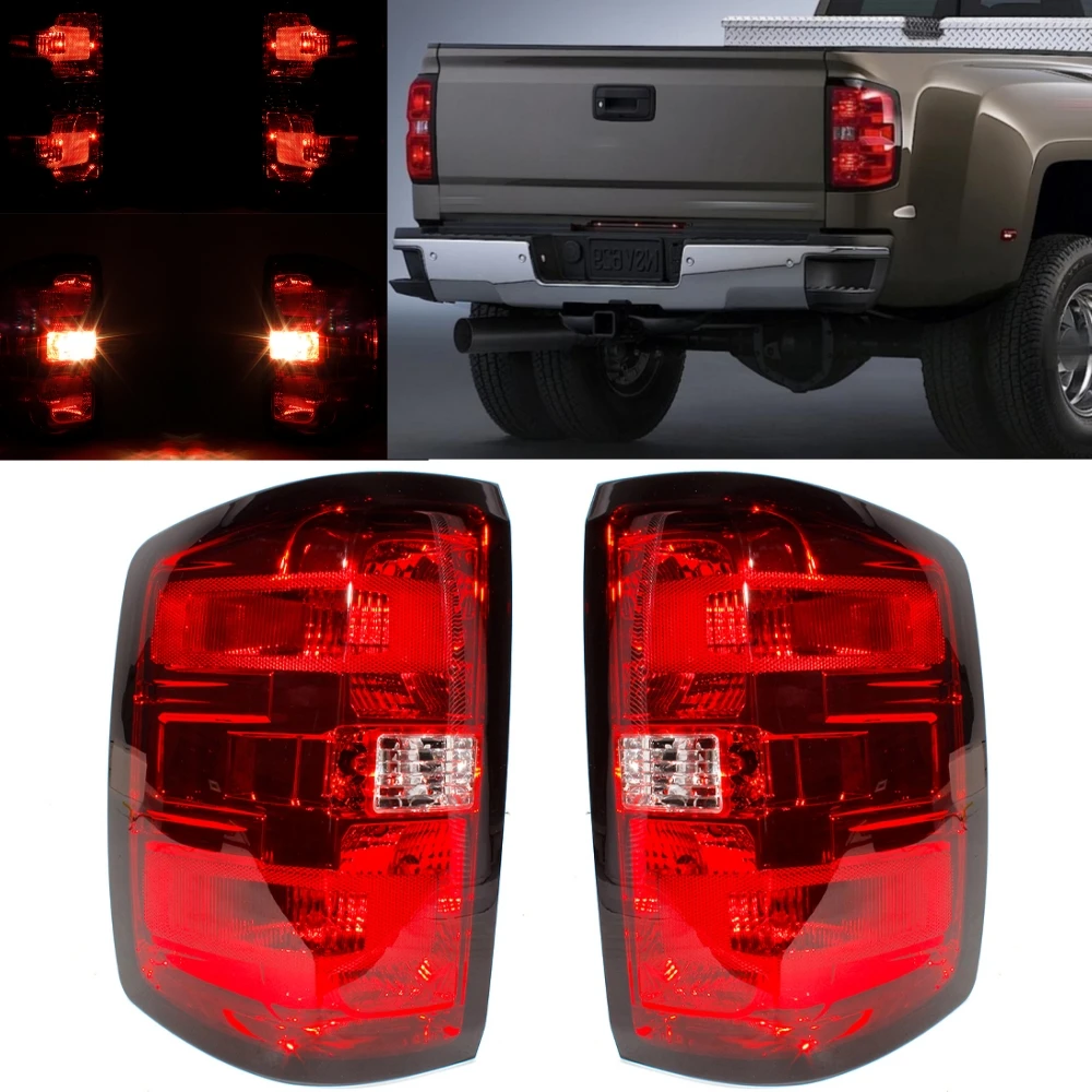 Pair Tail Rear Lamp Light With Bulbs For Chevrolet Silverado 1500/LD 2500 HD 3500 HD 2014 2015 2016 2017 2018 2019