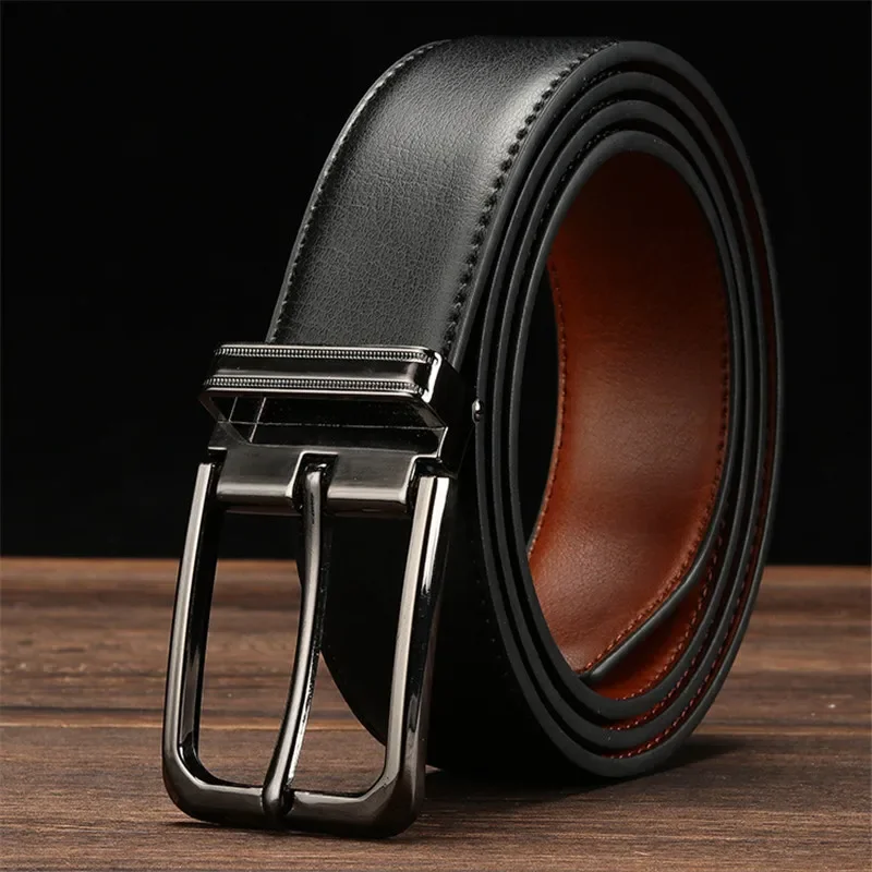 CETIRI New Fashion Men Leather Belt Match Reversible Buckle Male High Quality Genuine Leather Belts For Jeans Pants Suits