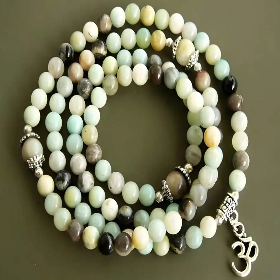 

6mm Amazoniteite 108 Beads Mala Buddhist Bracelet Necklace Buddhist Spiritual Bohemian Gemstone Bead Chakra Women zazen Men's
