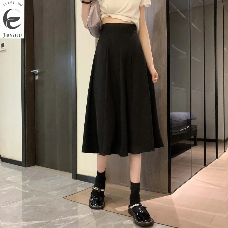 2024 Summer Super Immortal Half Skirt Women's High Waist Mid Length A-line Skirt Slim Student Wrap Hip Skirt