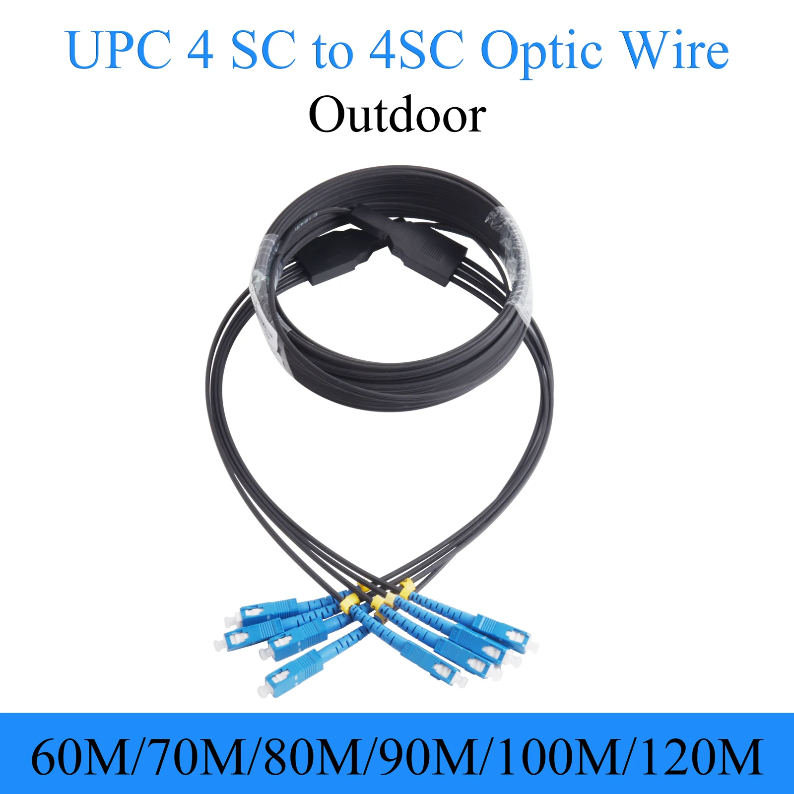 

UPC 4SC to 4SC Fiber Optic Wire Single-mode 4-core Outdoor Extension Optical Cable Simplex Patch Cord 60M/70M/80M/90M/100M/120M