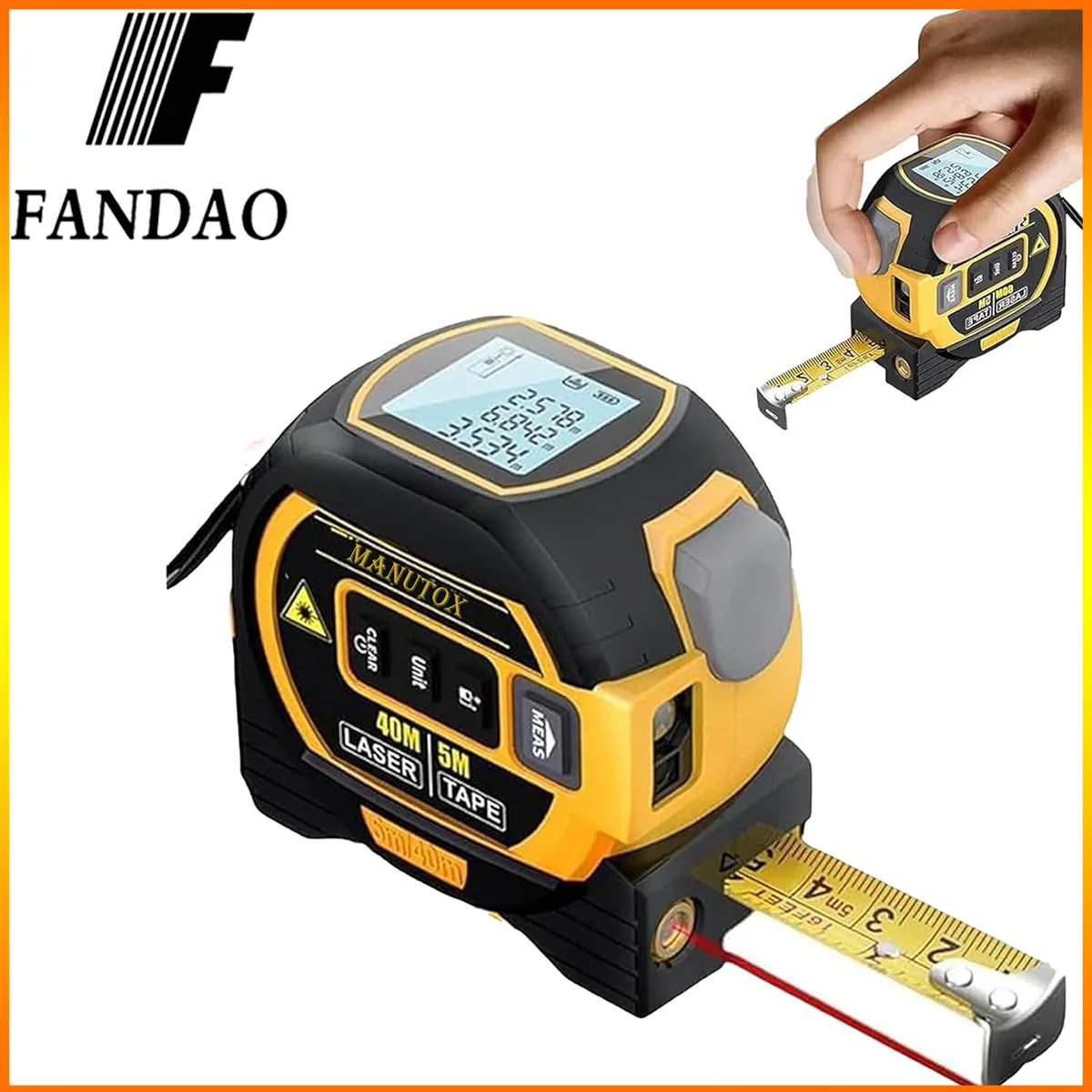 FANDAO 3-in-1 Infrared Tape Measuring Digital Tape Measure Measuring Tape Measuring Tool With LED Display infrared Rangefinder