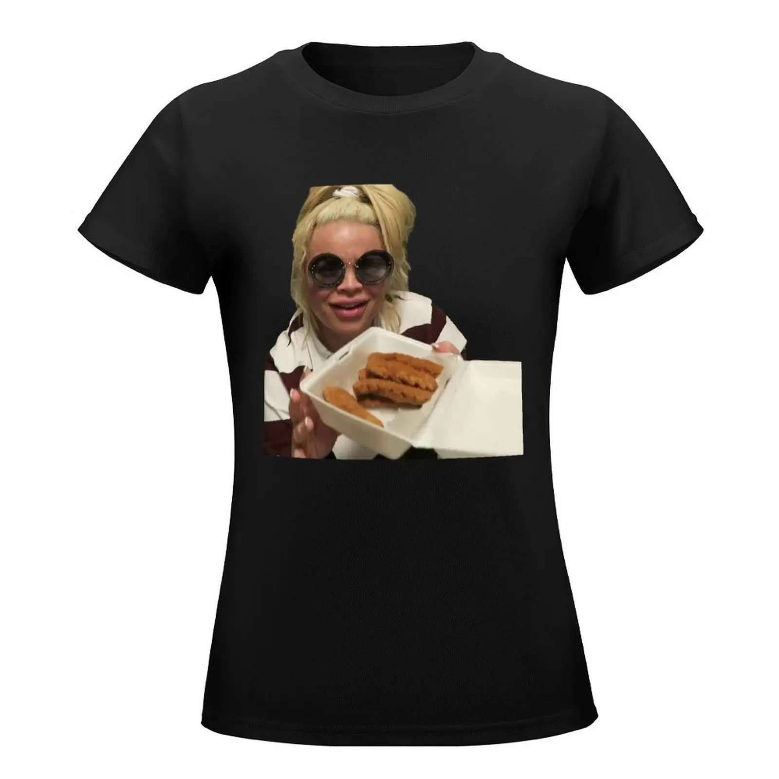 Trisha Paytas Chicken Nuggets T-Shirt oversized anime clothes tees rock and roll t shirts for Women