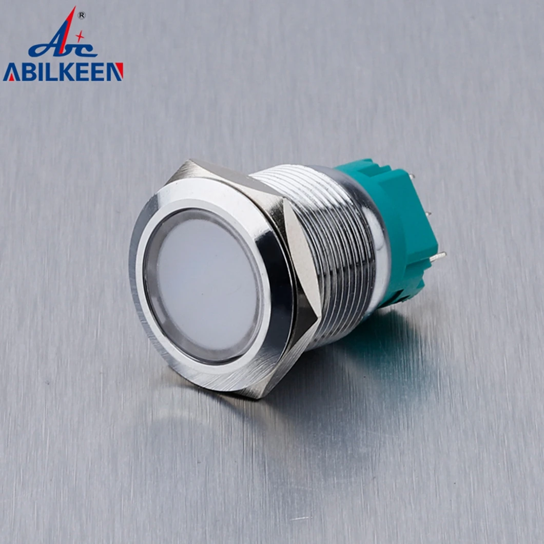 ABILKEEN TOP Quality 19mm Flat Round Head Full Surface Illuminate Momentary/Latching Stainless Steel Metal Push Button Switch