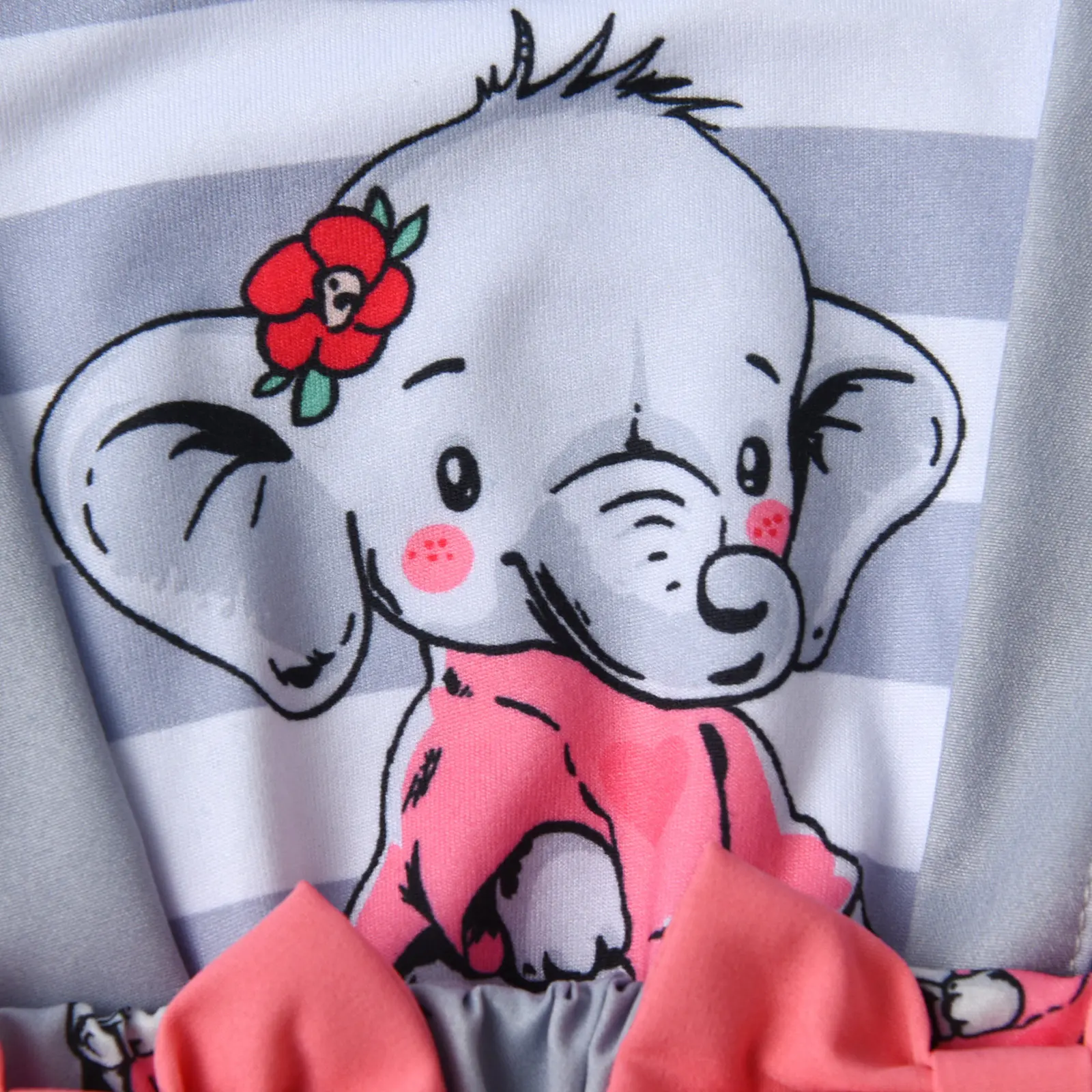 Newborn Baby Girls Romper Summer Clothing Baby Elephant Print Ruffle Fly Sleeve Jumpsuit Come with Headband Toddler Outfits