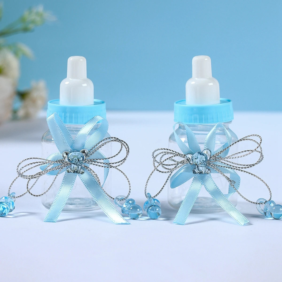 12Pcs Mini Baby Bottle Candy Box Gender Reveal Party Decorations Pink Blue Gift Box Bottle Baptism Baby Shower Party Favors