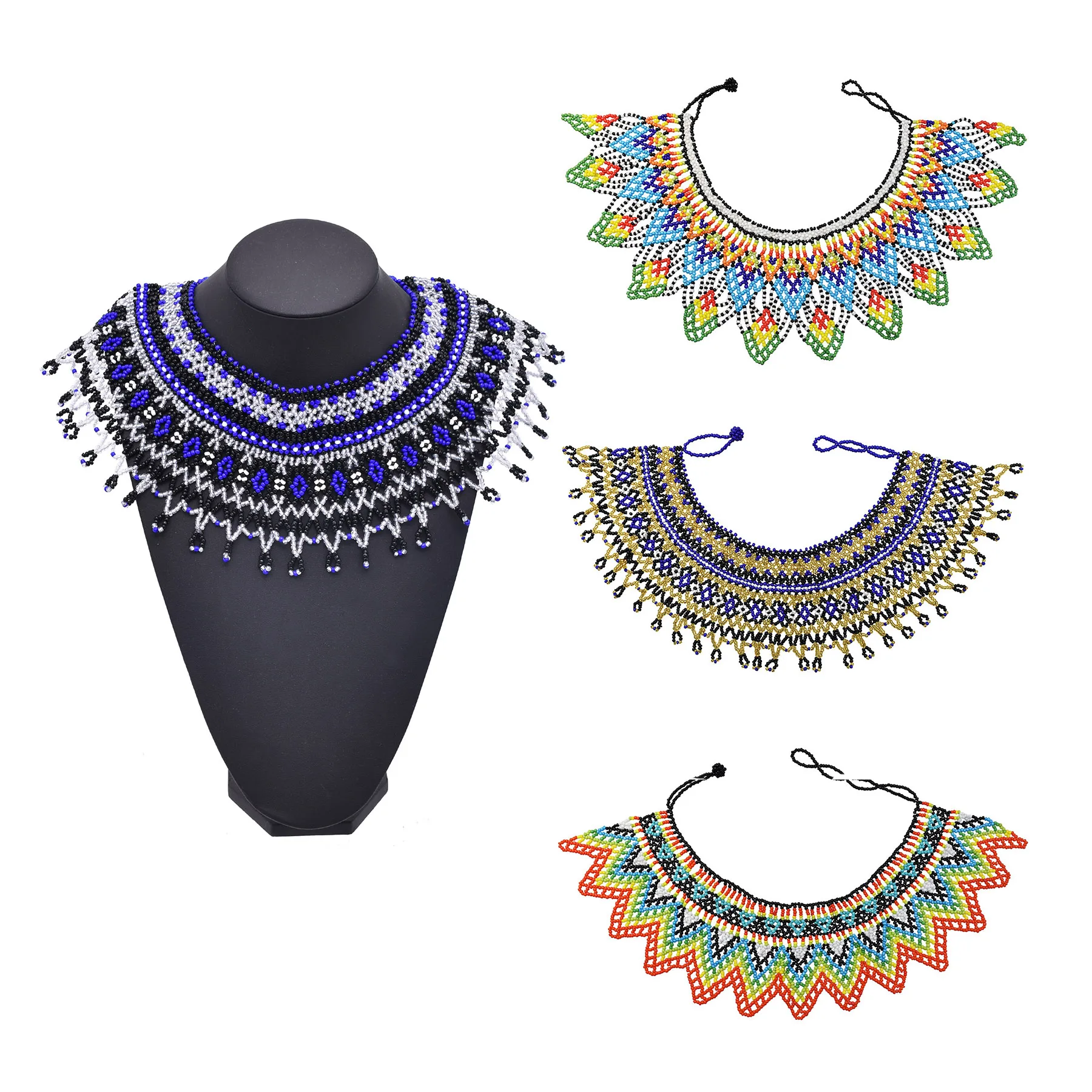 

Multicolor Resin Bead Woven Choker Bib Necklace Bohemian Ethnic Collares Statement Jewelry Women's Vacation Party Accessories