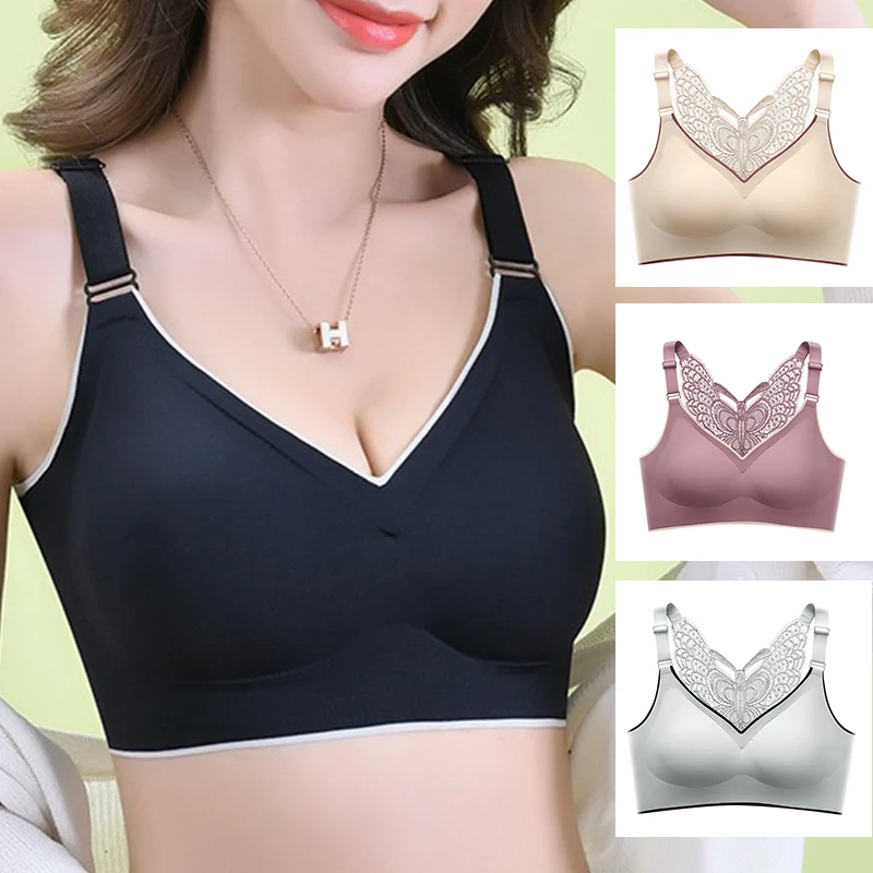 2024 New Sexy Large Chest Seamless Bras For Women Breathable Adjustable Without Iron Ring Plus Size Lingreie