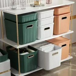 Boîtes de rangement pour articles divers avec couvercle, boîte de rangement pour collations légères de luxe, panier de rangement pour jouets, garde-robe domestique, organisateur de vêtements, couleur unie nordique