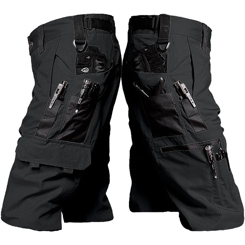 Outdoors Summer Shorts Men\'s Camo Wear-resistant Training Five-point Pants Multi-pocket Waterproof Working Shorts Cargo Joggers