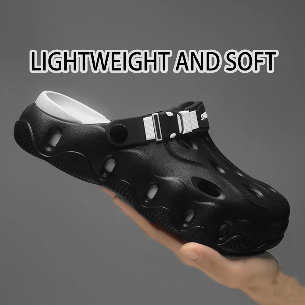 Men Clogs Sandals Summer EVA Thick Garden Shoes Men's Soft Soles Sandals Men Fashion Outdoor Antiskid Sole Beach Slippers