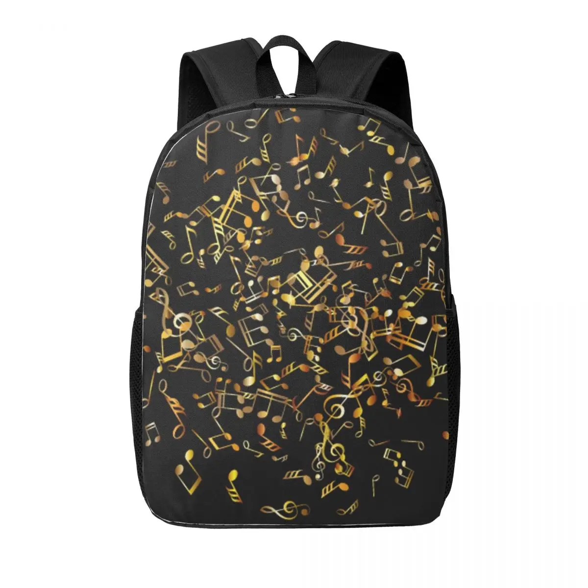 

Gold Music Notes Woman Backpacks Boys Girls Bookbag Fashion Students School Bags Portability Travel Rucksack Shoulder Bag