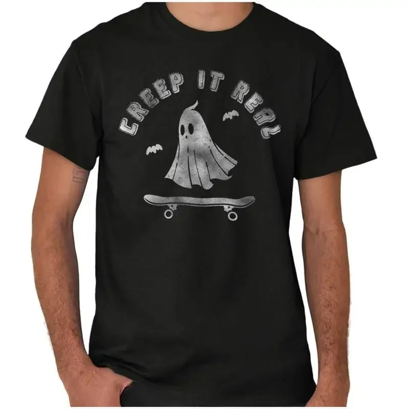 Halloween Ghost Creep It Real Skater Graphic T Shirt Men or Women
