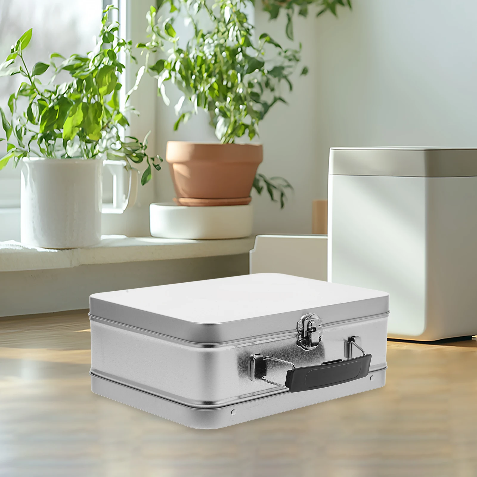 

Portable Gift Box Food Holder Handle Container Bento Leakproof Lunch Tinplate Woman Metal with Lid Storage