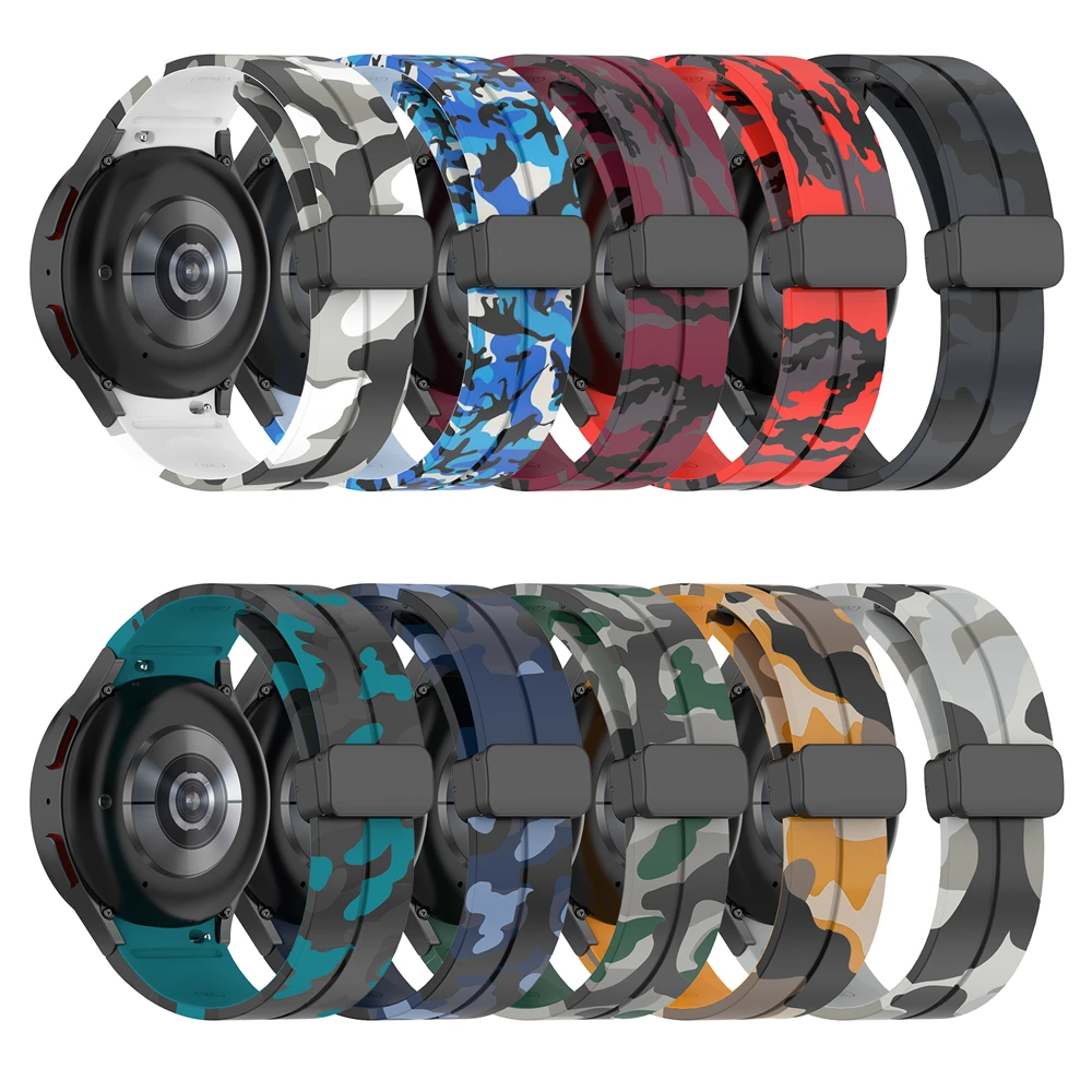 No Gaps Printed Band for Samsung Galaxy Watch 6 5 4 40mm 44mm 5 Pro Watch 6 Classic 43mm 47mm camouflage Outdoor Silicone Strap