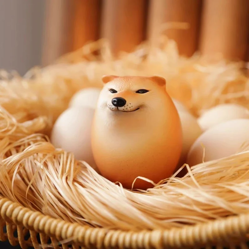 Creative stress relieving toys Shiba Inu Realistic Egg Shape Toy Desk Decor Dog & Egg Fun Offices Stress Relief Toy Xmas Gift