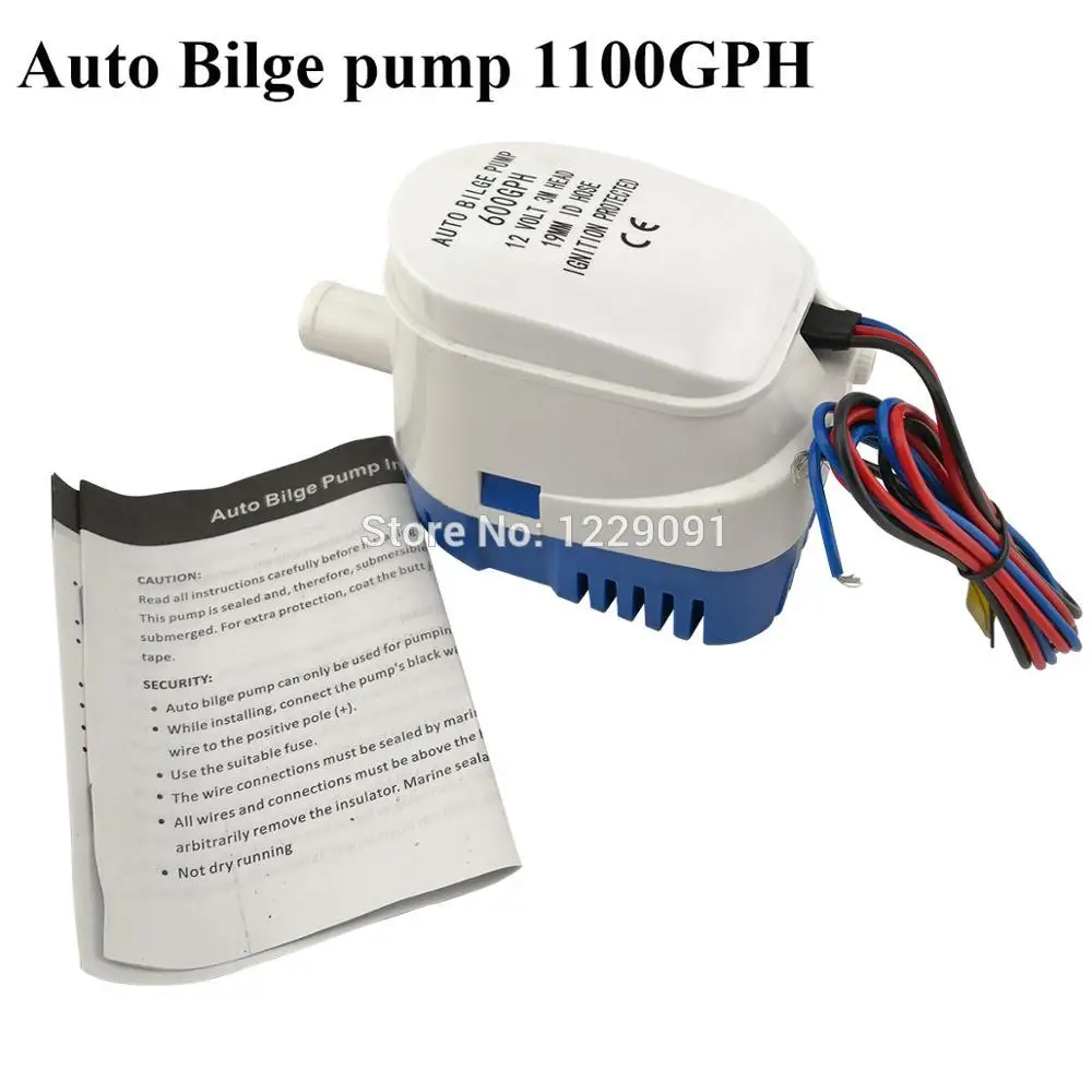 

Nuotrilin Automatic Bilge Water Pump 12V 24v 600GPH 750GPH 1100GPH Submersible Auto Pump With Float switch