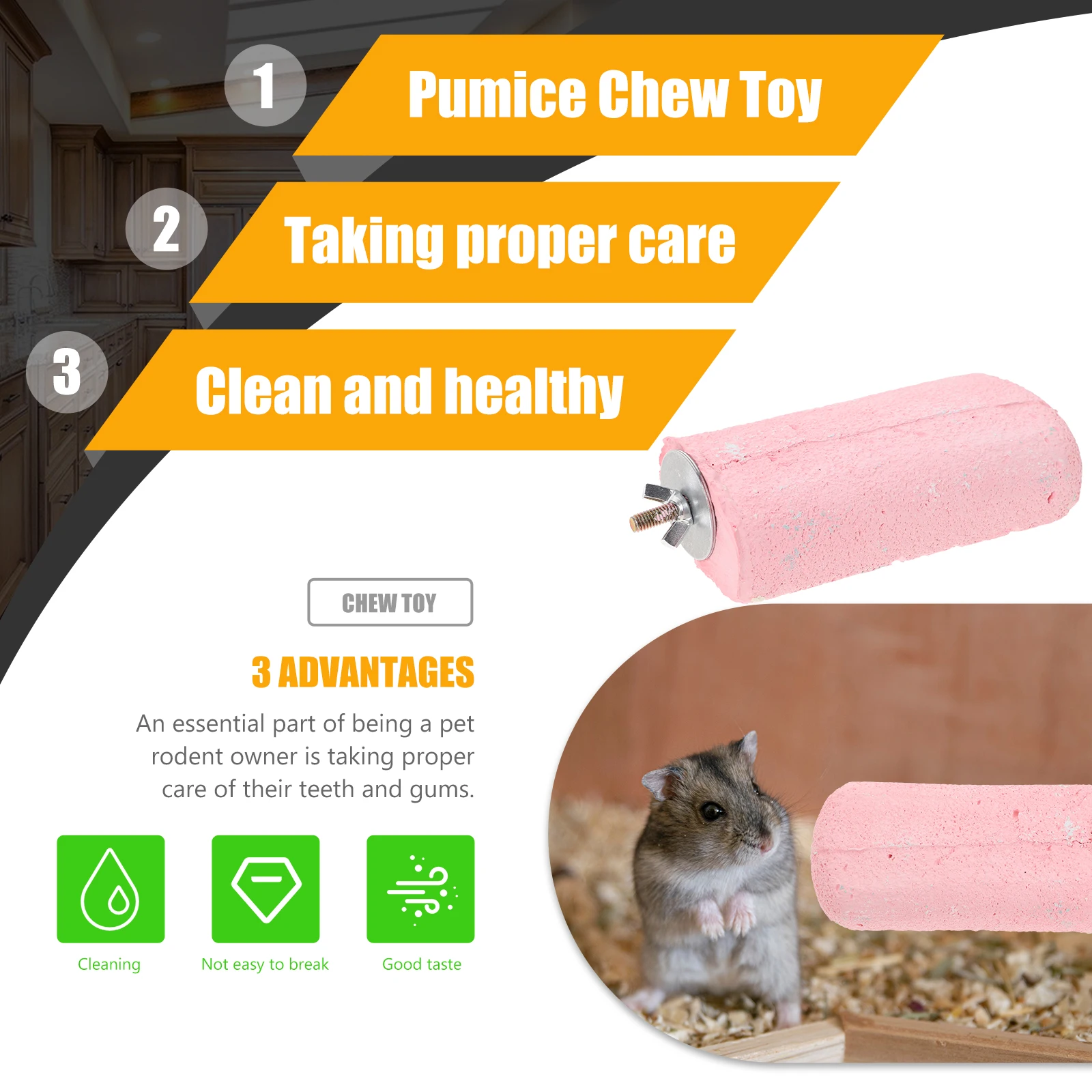 Pumice Chew Toy for Hamster Pets Small Molar Stone Lava Rock Perch Safe Rodent Teeth Care Chinchilla Gerbil