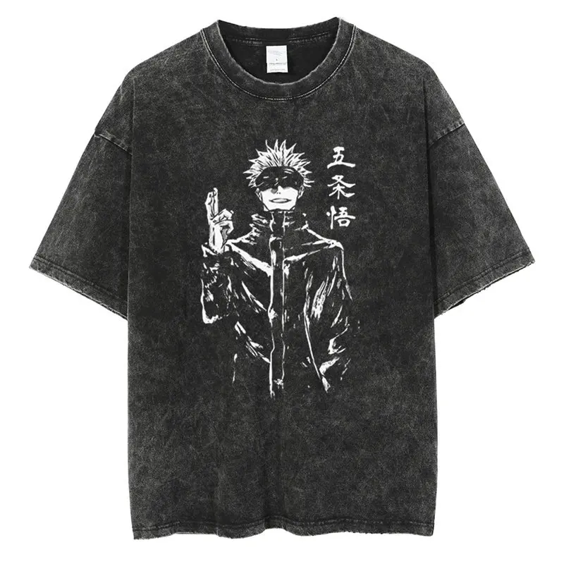 

2026 New Fashion Washed Cotton Tee Vintage Retro Short Sleeve Loose Streetwear Casual T Shirts For Men
