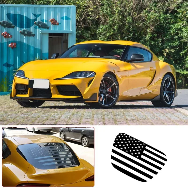 

For Toyota GR Supra MK5 A90 2019-2022 Rear Window Sticker Vinyl PVC USA Flag Style Decal Car Styling Exterior Accessories