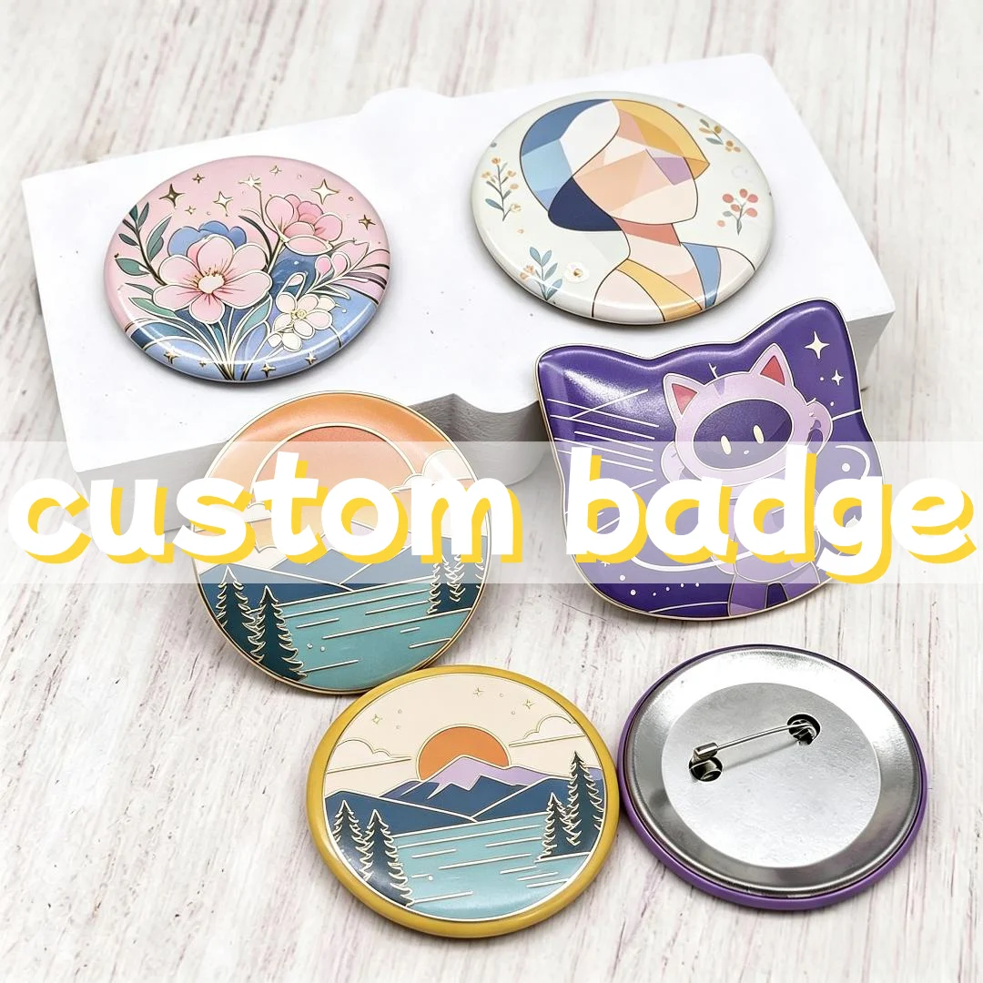 Wholesale Custom Pins Custom Lapel Pin Tin Soft Enamel Custom Logo Landscape Cat Floral Decorative Event Brooch Pin