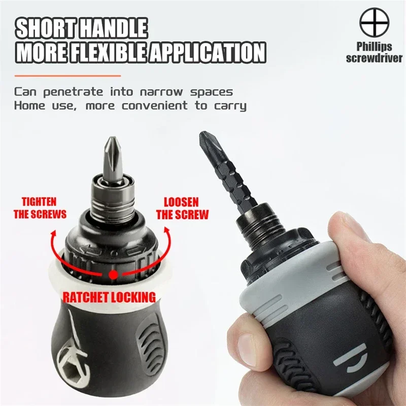 Double-head Screwdriver Ratchet Screw Driver Kit CRV Telescopic Detachable Shaped Short Handle Cross Triangle Head Repair Tool