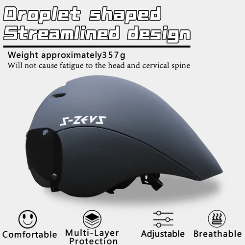 Imagen 2 del producto Casco de triatlón para bicicleta, casco para hombre y mujer con visera protectora extraíble, casco ligero TT, triatlón, ciclismo de carretera, prueba de tiempo