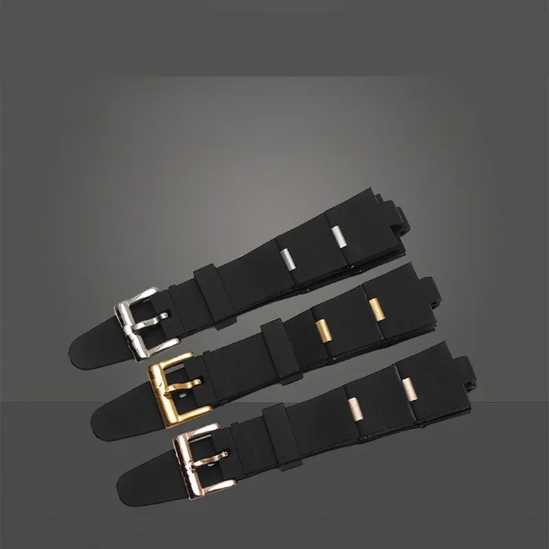 22x8mm 24x8mm Dust Free Waterproof Silicone Accessories for Bvlgari Museum/GMT Convex Interface Men Women Fold Black Watchbands