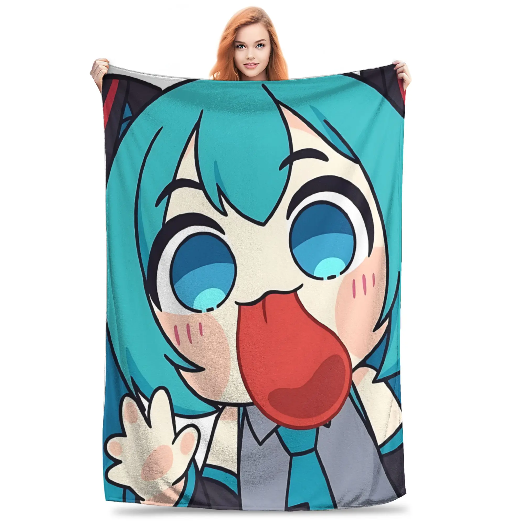 1PC Hatsune Miku  home room decorations Winter Blankets for Adults Bedding Home Interior Sofa Knee