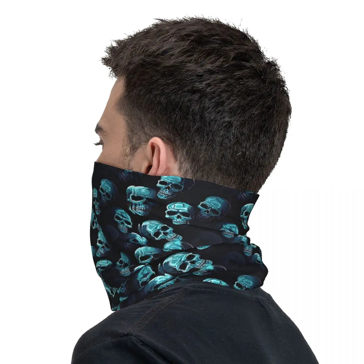 Blue Skulls Bandana Neck sciarpa bianca copricapo multiuso pesca Unisex adulto inverno