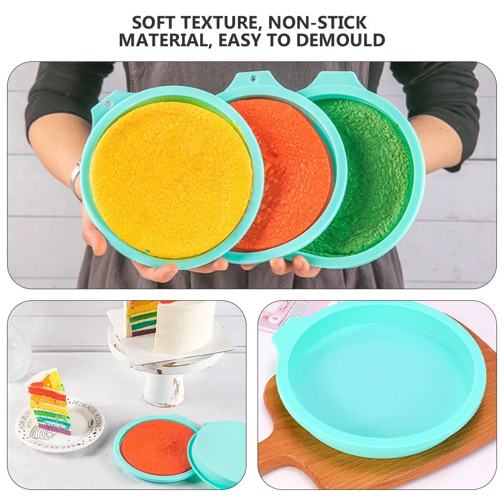 

4 Pcs Rainbow Cake Mold Round Silicone Baking Pan Oven Safe Microwave Dish Non Stick Easy Demold Functional Gifts