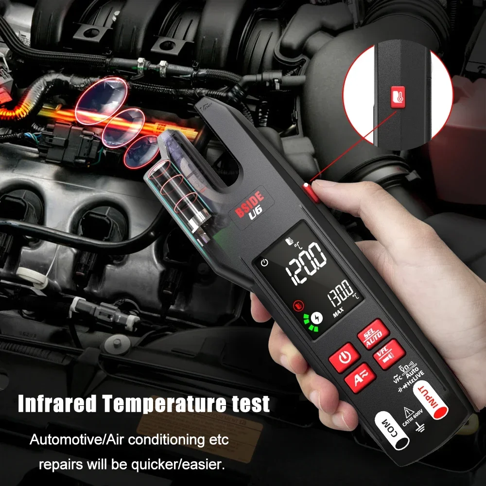 BSIDE Profesional Fork Meter 9999 Counts USB Charge Electrical Tester Clamp meter True RMS 600A Digital DC AC Clamp Meter NCV U6