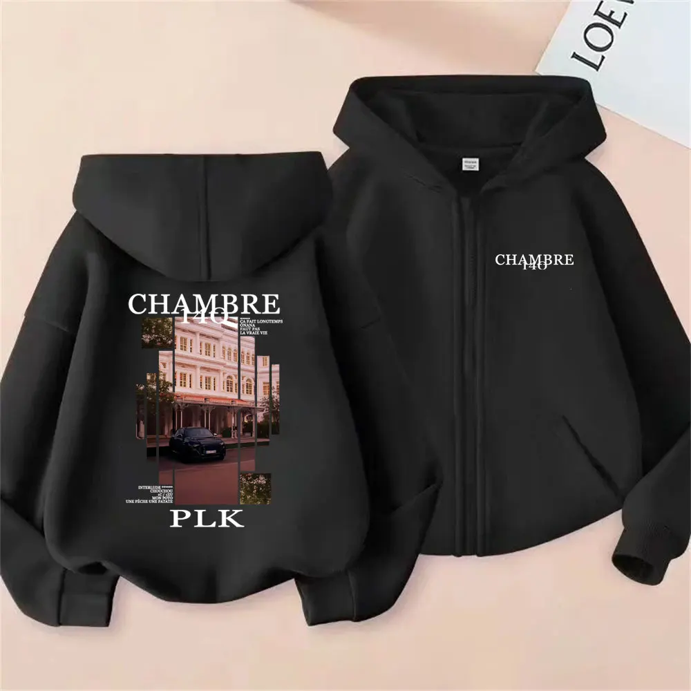 مغني الراب PLK Chambre 140 ألبوم الجرافيك قلنسوة بسحاب الرجال النساء الهيب هوب موضة موسيقى البوب زمم سترة معطف الذكور المتضخم هوديس