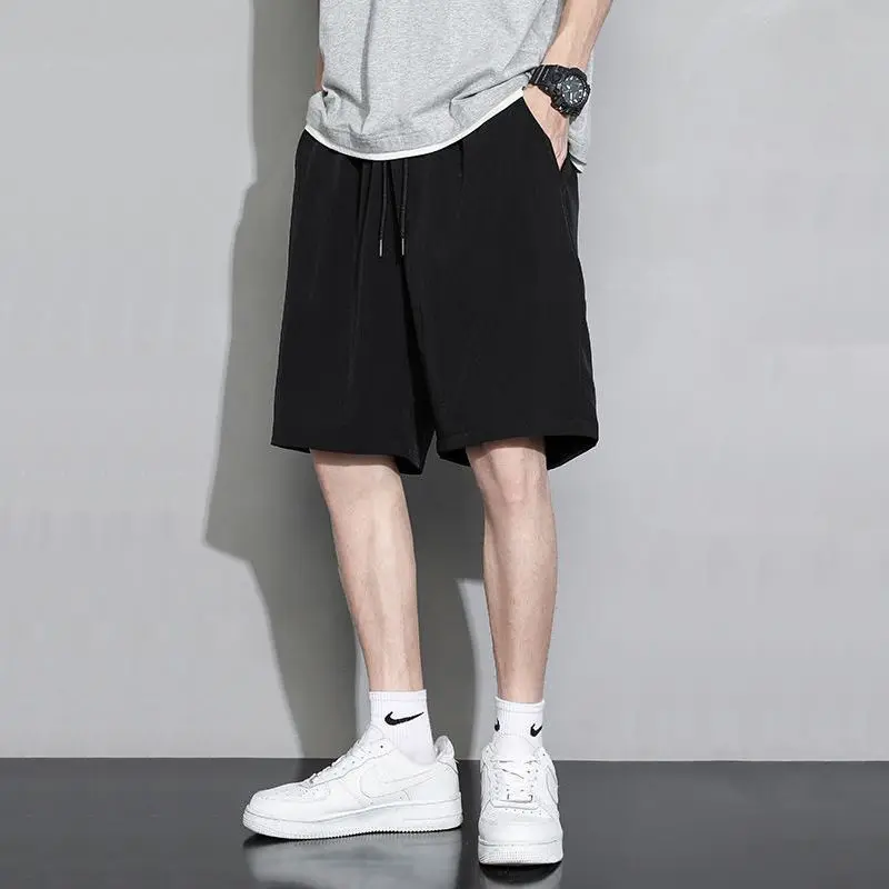 アイスシルク速乾ショートパンツ夏軽量ルーズフィットビーチスポーツカジュアルストレートレッグパンツティーンエイジャー用