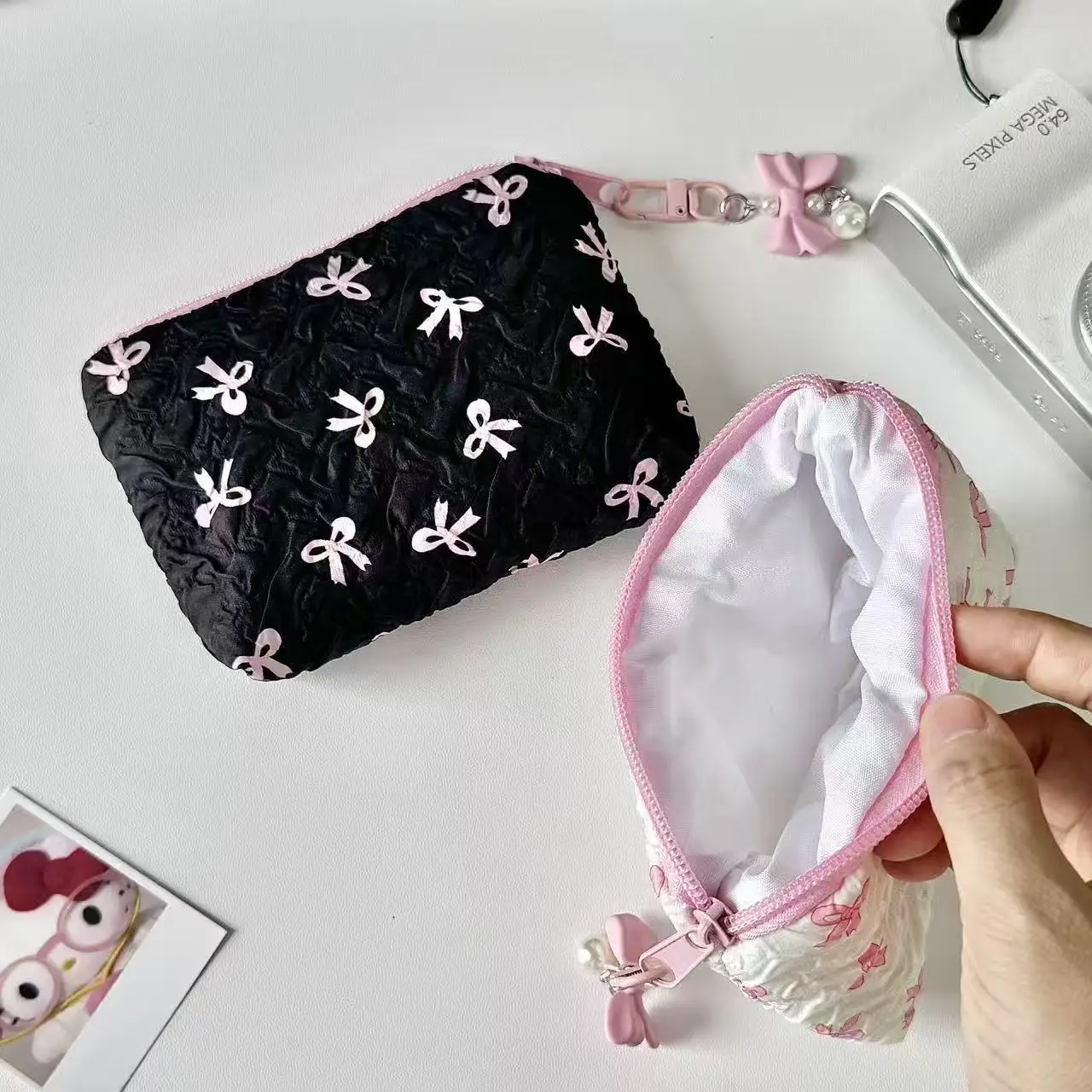 الكورية نمط جديد حقيبة صغيرة جديدة القوس محفظة نسائية للعملات المعدنية فتاة سعة كبيرة بطاقة CCD حقيبة التخزين أحمر الشفاه حقيبة مستحضرات التجميل حقيبة سماعة الرأس #4