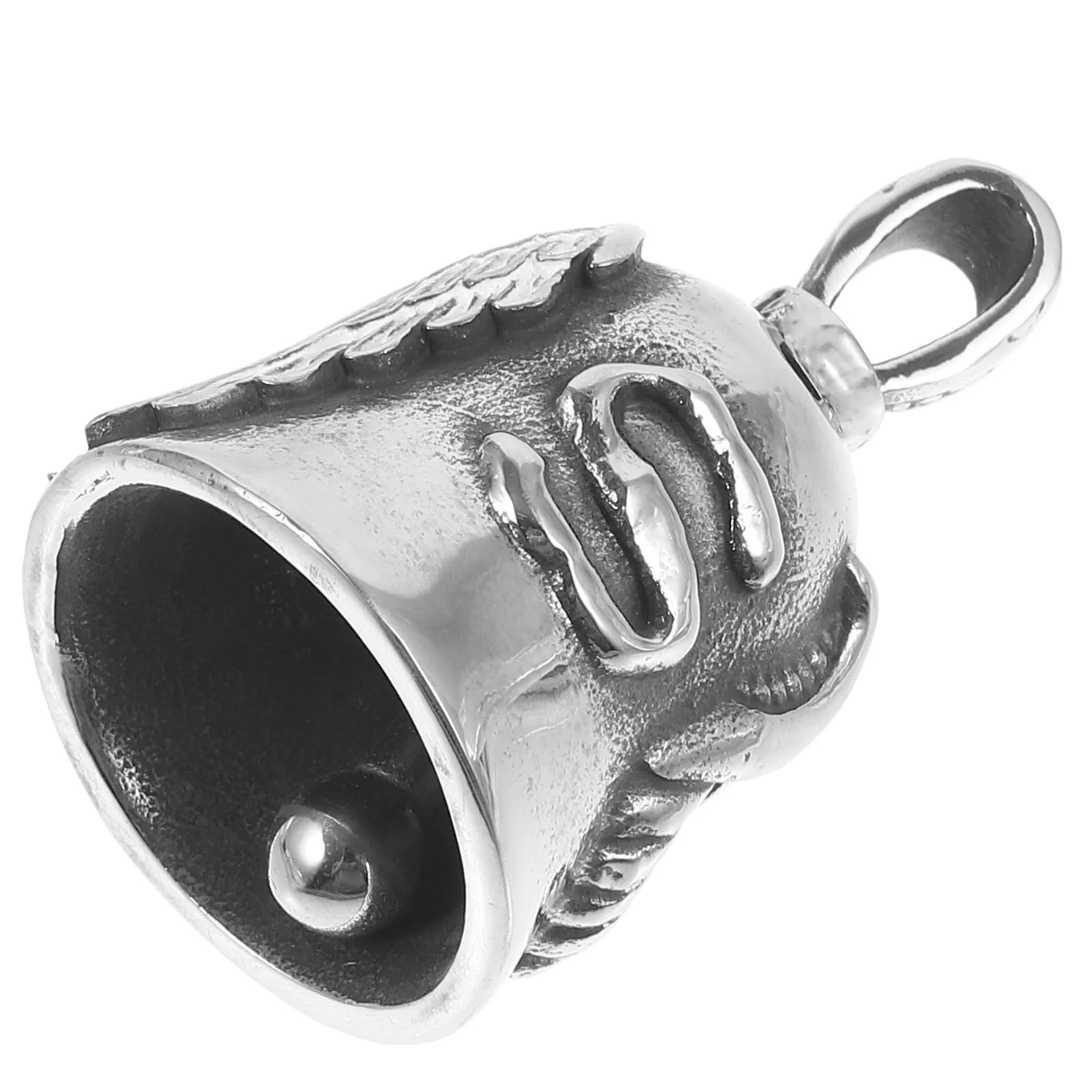 

Vintage Wing Bell Keychain Stainless Steel Motorcycle Decorative Pendant Keyring Good Luck Charm For Bike Metal Angel Wing