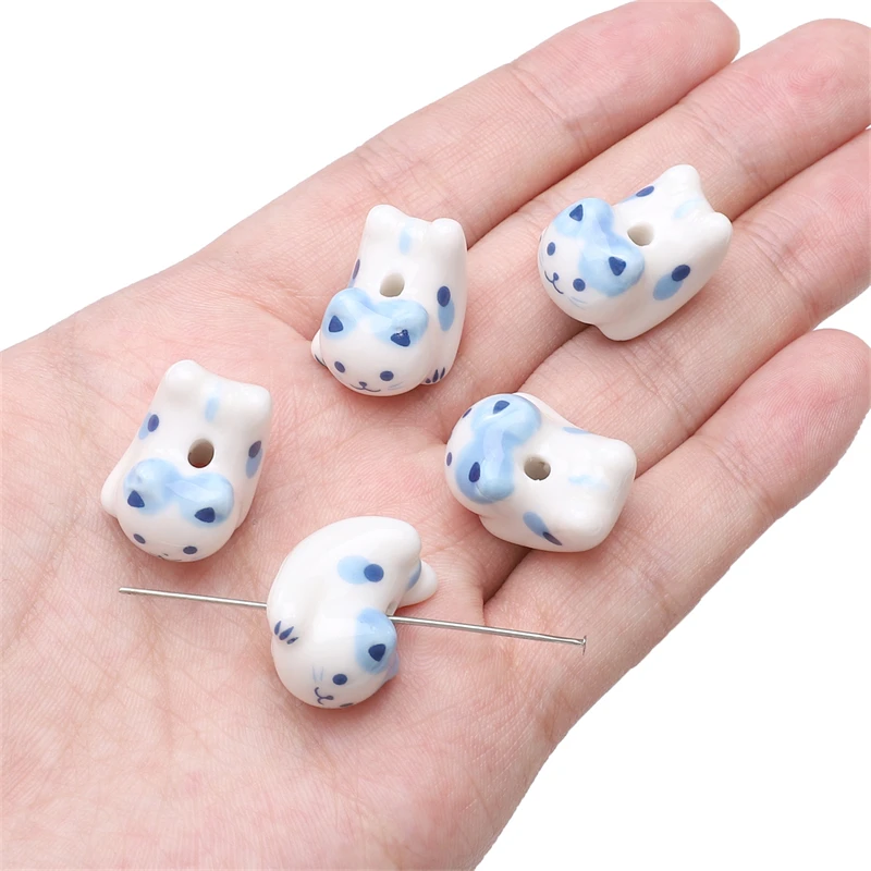 1Pc Multi Color Cartoon Animals Hand Painted Ceramic Beads For Jewelry Making Handmade DIY Bracelets Necklace Crafts Accessories