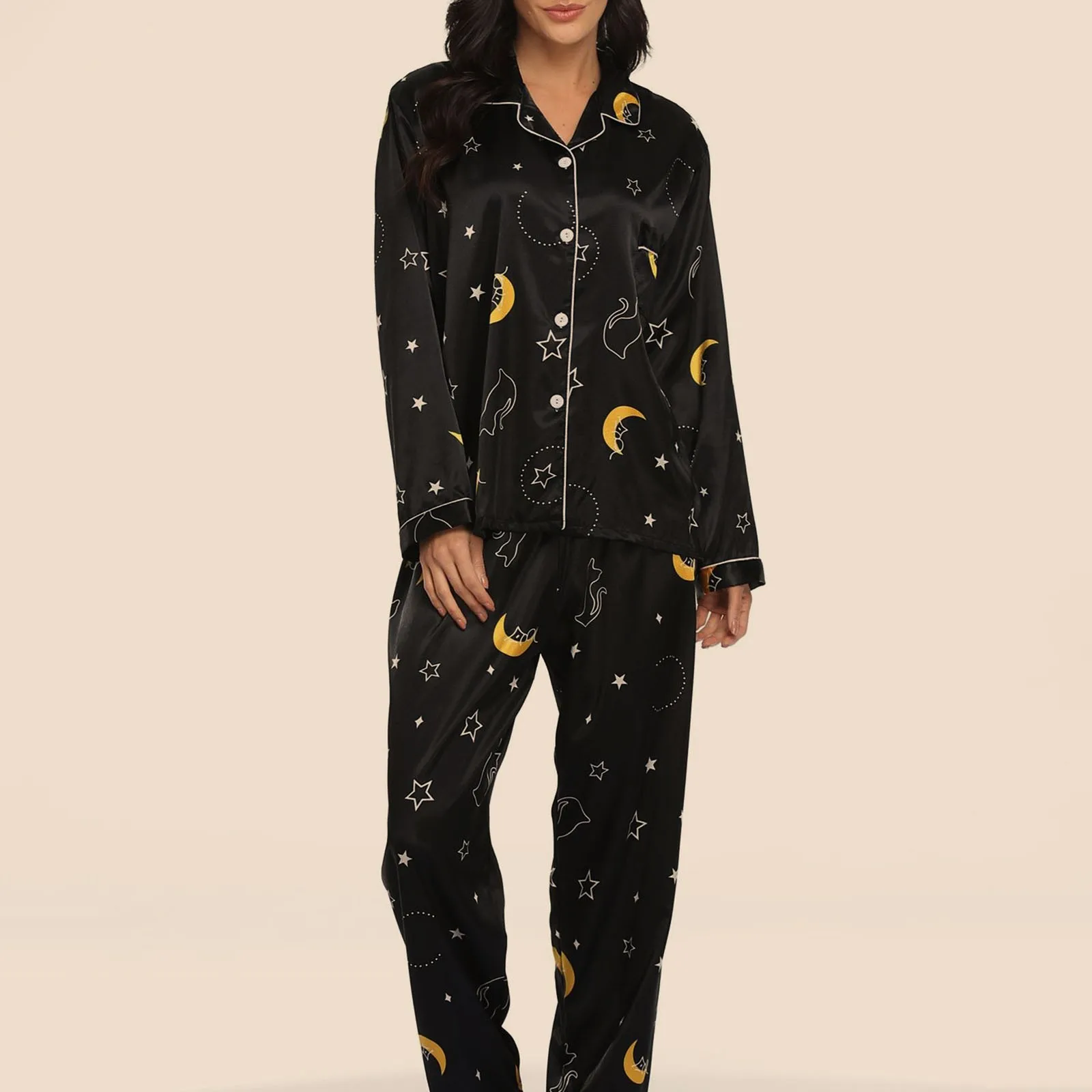 Sexy Spring Silk Pajamas Set For Women Sleep Lounge Wear Female Pyjamas Leopard Fashion Lady Long Sleeve+Pants Nightwear