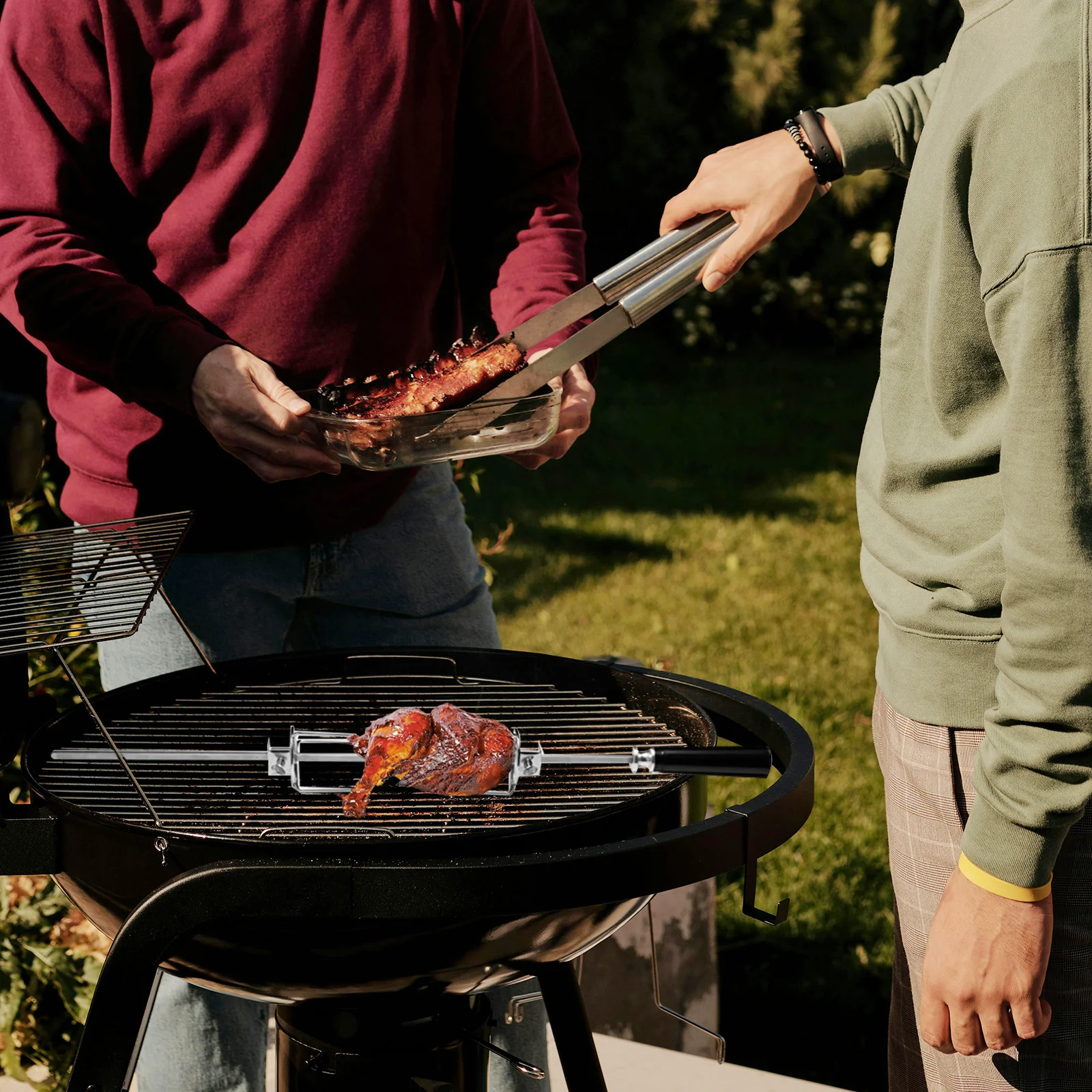 

2Pcs Rotating Roast Chicken Grill Fork Stainless Steel Bbq Kitchen Tool Air Fryer Fork Meat Fish Food Cooking Accessory