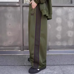 Pantolon giyim geniş bacak zeytin yeşili erkek ve kadın kanaviçe işi kelebek, pantolon, çizgili, kordonlu, üstün kalite, yeni koşucular, 2022 zeytin yeşili pantolonlarda 12 büyük satış-no. 1